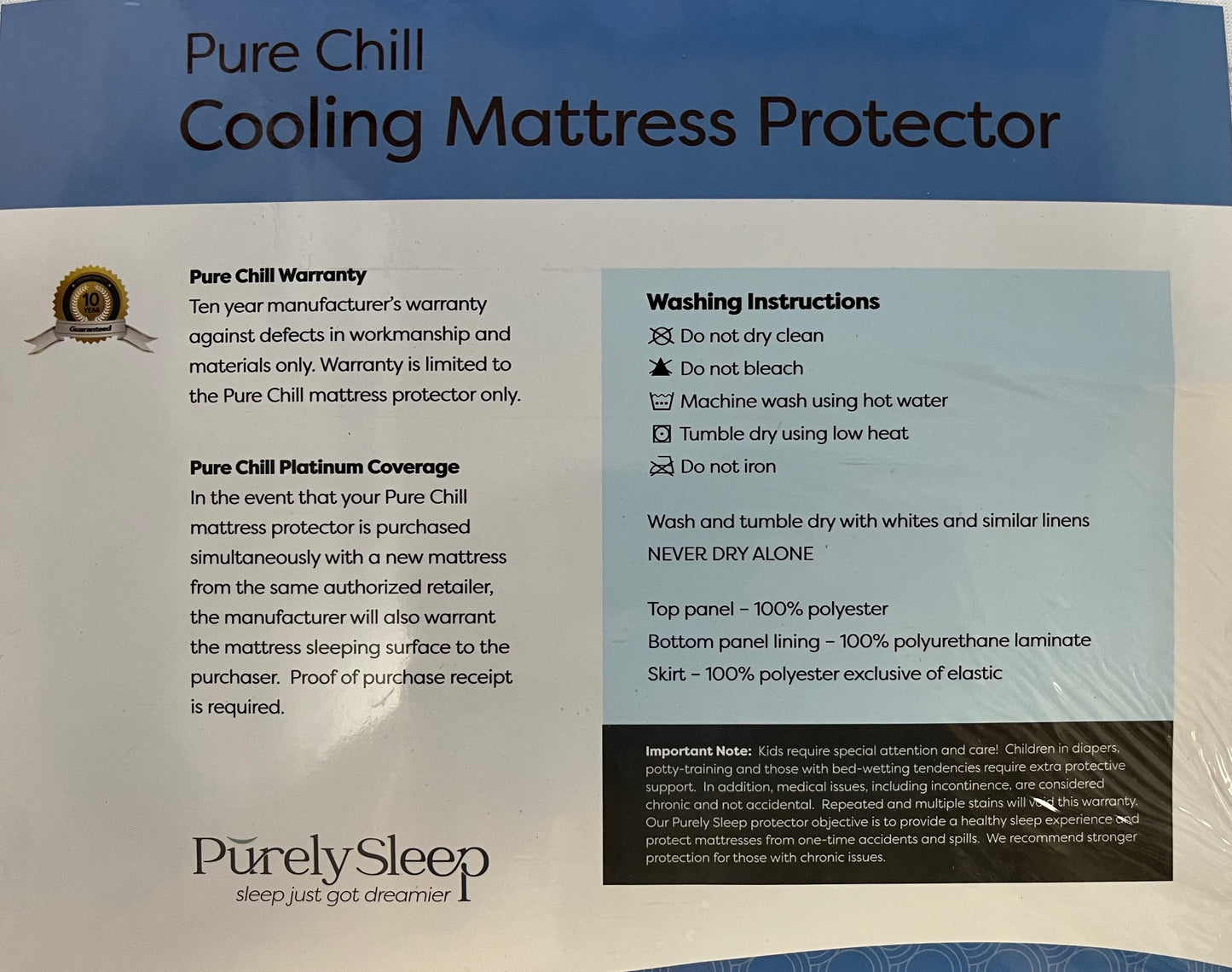Purely Sleep Cooling Waterproof Mattress Protector