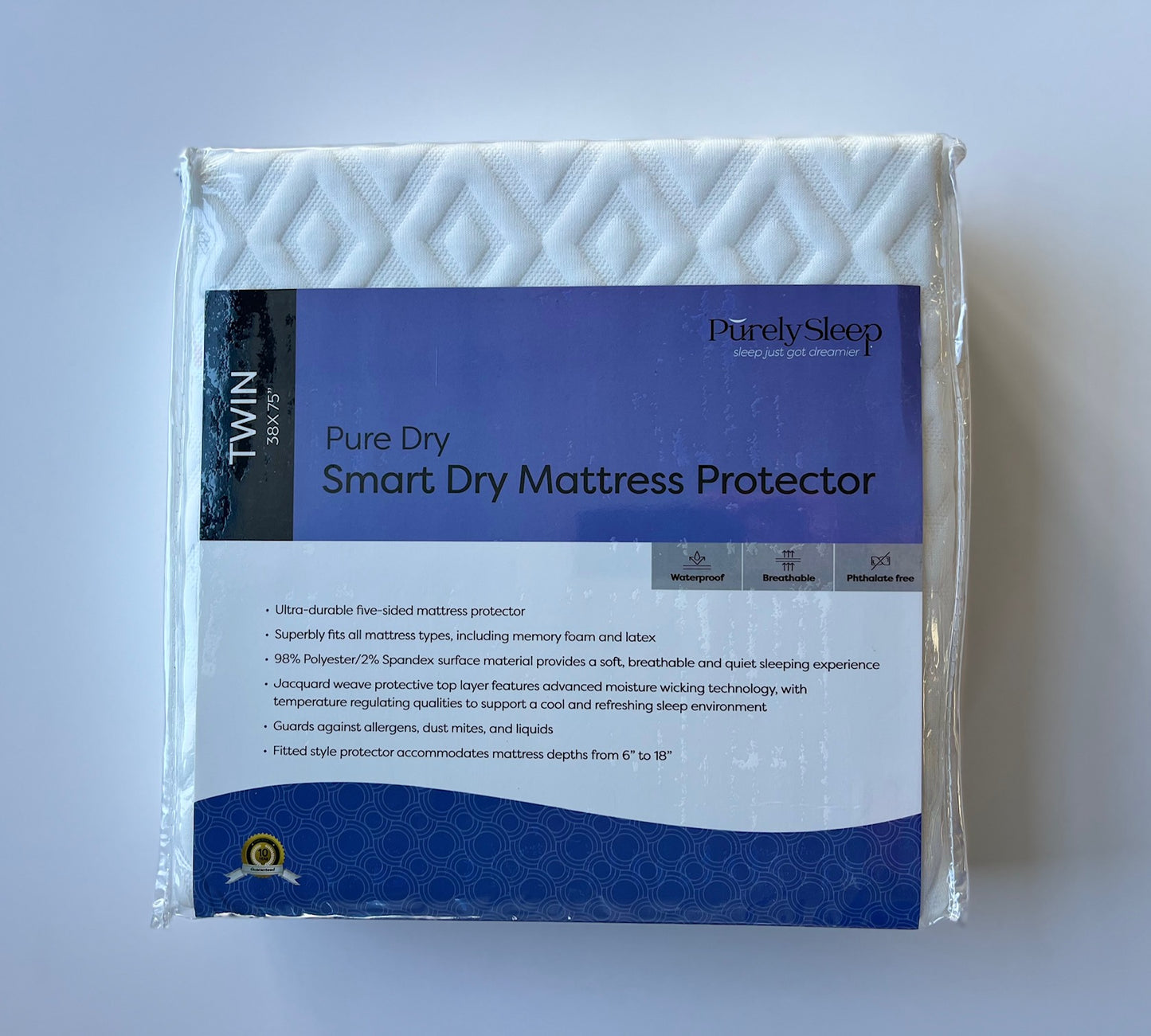 Purely Sleep Smart Dry Waterproof Mattress Protector