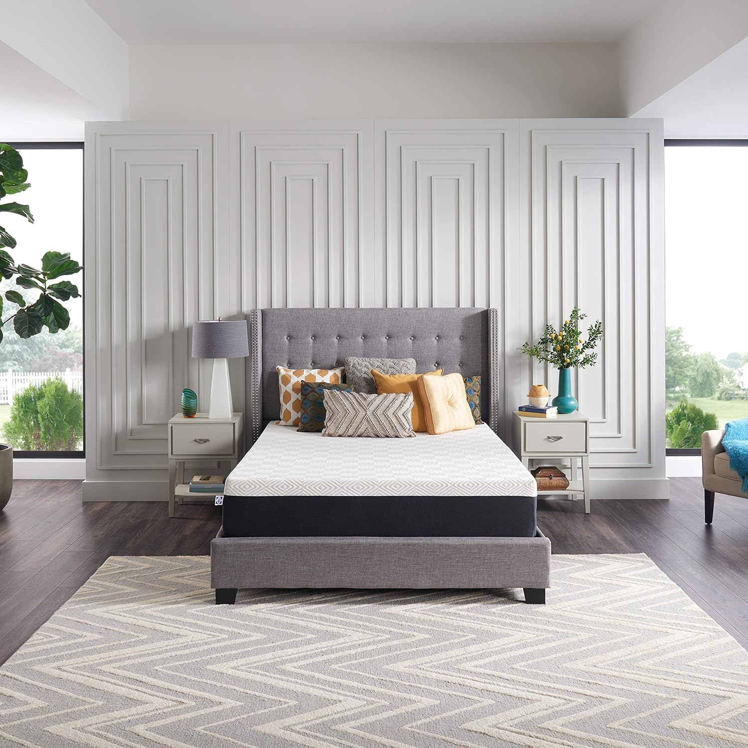 mattress and bedroom set grey platform bed sleep centers image banner