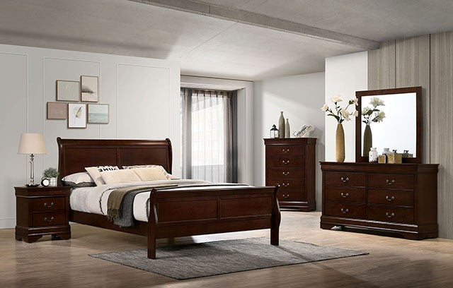 Queen 4 Piece Louis Philippe Cherry Bedroom Set