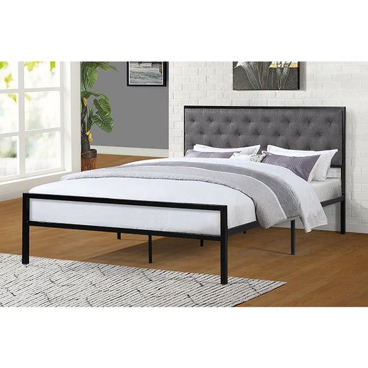 GRAY Linen Headboard Metal Platform Bed | Sleep Centers