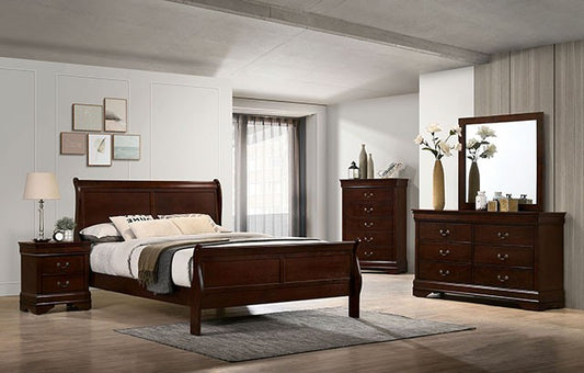 Queen 4 Piece Louis Philippe Cherry Bedroom Set